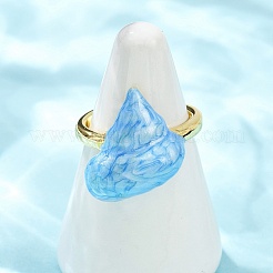 Brass Enamel Adjustable Cuff Rings for Women&nbsp;RJEW-G357-01O
