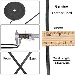 平牛革紐  ジュエリー作りのための  ブラック  5x2mm&nbsp;WL-GF0001-08E-01