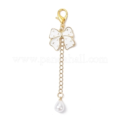Bowknot Alloy Enamel & ABS Plastic Imitation Pearl Pendant Decorations&nbsp;HJEW-JM04237-04