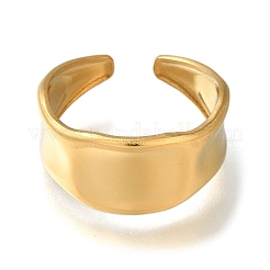 304ステンレススチールオープンカフリング  女性用ワイドバンドリング  18KGP本金メッキ  調整可能&nbsp;RJEW-F161-02G-22