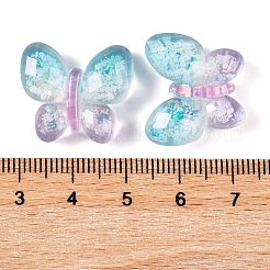 透明エポキシ樹脂蝶デコデンカボション  グリッターパウダー付き  アクア  18.5x21x6mm&nbsp;CRES-M034-02D