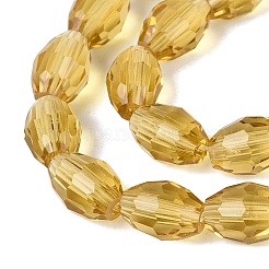透明ガラスビーズ連売り  ライス  多面カット  ゴールデンロッド  8~9x5~6mm  穴：0.9~1mm  約67~68個/連  22.83~23.62インチ（58~60cm）&nbsp;LS-GLAA-N071-01A-A08