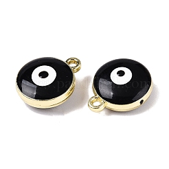 合金ペンダント  エナメル  ナザールボンジュウ付きフラットラウンド  ブラック  18x14.5x8mm  穴：1.8mm&nbsp;LS-ENAM-S016-62A-01-LG