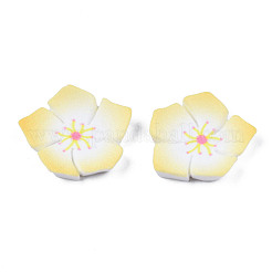 スプレー塗装された不透明な樹脂カボション  花  レモンシフォン  23x23x5mm&nbsp;CRES-S302-54