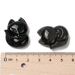 天然石オブシディアンペンダント  キツネ  28x21.5x10mm  穴：2mm&nbsp;G-G660-03