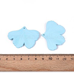塗装アクリルパーツスプレー  ラバー加工スタイル  イチョウ葉  ライトスカイブルー  33x45x2mm  穴：1.4mm&nbsp;X-MACR-S361-28C