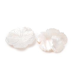 天然ホワイトシェル彫刻カボション  花  乳白色  28x2.5mm&nbsp;SHEL-G024-05