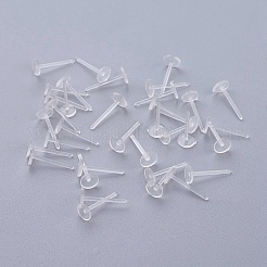 プラスチックスタッドピアスパーツ  フラットラウンド  透明  12x5mm  ピン：1mm  約1000個/袋&nbsp;KY-G006-03-5m