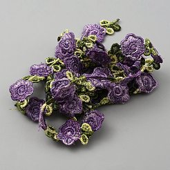 15ヤードフラワーポリエステルレーストリム  衣服アクセサリー用のレースリボン  紫色のメディア  3/4インチ（20mm）&nbsp;OCOR-WH0080-95B