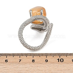 Snake Natural Yellow Quartz Open Cuff Rings&nbsp;RJEW-K286-10P-01