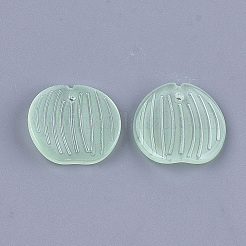 透明スプレー塗装ガラスペンダント  桃  薄緑  18.5x20x3.5~4mm  穴：1.2mm&nbsp;GLAA-S183-25D