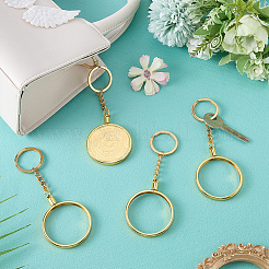 4Pcs Flat Round Zinc Alloy Coin Holder Keychains&nbsp;KEYC-FG0001-26A-G