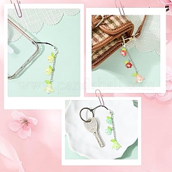 6Pcs Flower Crylic & Glass Pendant Decorations&nbsp;HJEW-YW00362