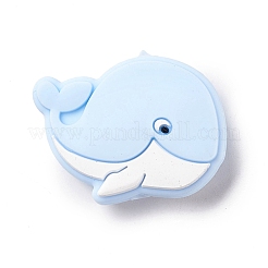 シリコーン焦点ビーズ  クジラ  ライトスカイブルー  21.5x30x9.5mm  穴：2mm&nbsp;SIL-E003-03D