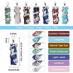 7Pcs 7 Style Natural & Synthetic Gemstone Pendants&nbsp;G-SC0001-48