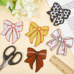 5個 5スタイル ポリエステル刺繍糸 アイロン接着/縫い付けパッチ  布のアップリケ  蝶結び  ミックスカラー  75~83x78~80x1.5mm  1個/スタイル&nbsp;PATC-CY0001-09
