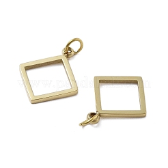 304ステンレスペンダント  イオンプレーティング（ip）  中空ひし形チャーム  18KGP本金メッキ  15.5x12.5x1mm&nbsp;STAS-D302-18G