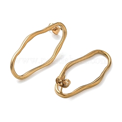 女性用304ステンレススチールナゲットスタッドピアス  18KGP本金メッキ  38x18mm&nbsp;SA-CBA21A8-02G