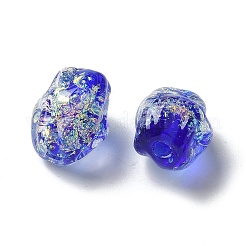 手作りのホイルランプワークビーズ連売り  ナゲット  ブルー  13.5~14x10.5mm  穴：1.2~1.5mm  約28個/連  14.84''（37.7センチメートル）&nbsp;FOIL-Z001-06E