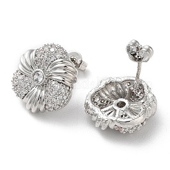 Flower Rack Plating Brass Micro Pave Clear Cubic Zirconia Stud Earrings for Women&nbsp;EJEW-A045-09P