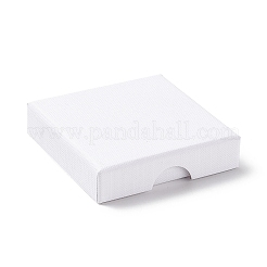 ペーパー スポンジ マット ネックレス ボックス  正方形  ホワイト  7x7x1.65cm  内径：6.3x6.3x1のCM&nbsp;X-OBOX-G018-01A-03