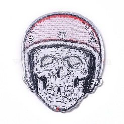 機械刺繍布地手縫い/アイロンワッペン  マスクと衣装のアクセサリー  アップリケ  スカル  ホワイト  92.5x72x1.5mm&nbsp;DIY-I016-23