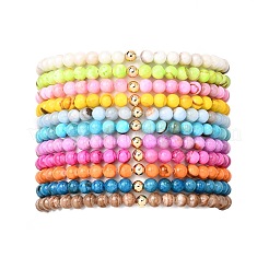 11Pcs Natural Persian Jade Round Beaded Stretch Bracelets&nbsp;BJEW-JB12004