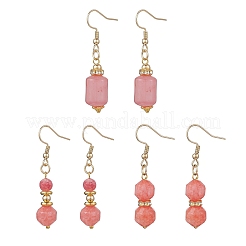 3 Pairs 3 Styles Natural Rhodochrosite Dangle Earrings&nbsp;EJEW-JE06631