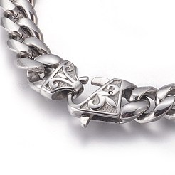 Tarnish Resistant 201 Stainless Steel Curb Chain Bracelets&nbsp;BJEW-P244-01P