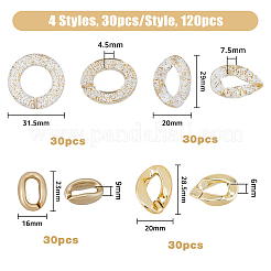 120スタイルCCBプラスチック＆アクリルリンキングリング4個  クイックリンクコネクター  ジュエリーチェーン作成用  ツイスト & リング & オーバル  ミックスカラー  23~31.5x16~31.5x4.5~9mm  内径：7.5~17x15~17mm  30個/スタイル&nbsp;FIND-FH0006-19