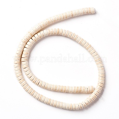 染め合成ターコイズビーズ連売り  ヒシビーズ  フラットラウンド/ディスク  アンティークホワイト  6x3mm  穴：1mm  約116個/連  約14インチ&nbsp;G-P083-6mm-83M