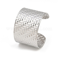 女性用編み込み304ステンレススチールカフバングル  ステンレス鋼色  内径：2-3/8インチ（6.05cm）&nbsp;BJEW-P362-04P