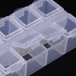 直方体プラスチックビーズコンテナ  フリップトップビーズ収納  10のコンパートメント  ホワイト  8.8x4.4x2.05cm&nbsp;X-CON-N007-01