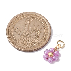 不透明なガラスのチャーム  丸カン付き  花  ミックスカラー  11~12.5x8~9x4mm  7個/セット&nbsp;PALLOY-JF02560-02