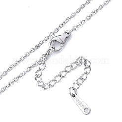 変色しない304ステンレススチールアズキチェーンネックレス、男性用、女性用  ステンレス鋼色  ワイド：1.5mm  19.69インチ（50cm）&nbsp;NJEW-N050-A04-S15