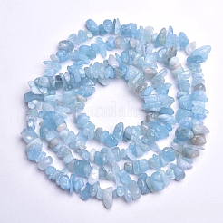 天然石アクアマリンビーズ連売り  染め  チップ  5~8x5~8mm  穴：1mm  約31.5インチ&nbsp;G-O049-B-21