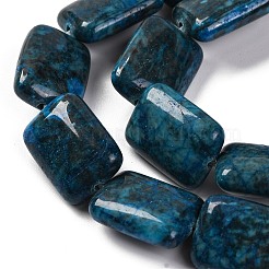 天然な青瑪瑙ビーズ連売り  染め  長方形  18x13.5x5.5mm  穴：1.2mm  約22個/連  15.75インチ（40cm）&nbsp;G-T047-B02-01