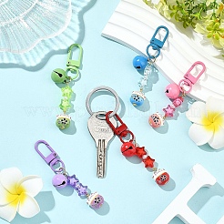 5Pcs Handmade Porcelain & Acrylic & Iron Pendant Decorations&nbsp;HJEW-YW00310
