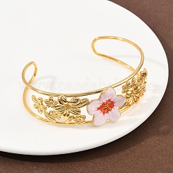 Flower 304 Stainless Steel Cuff Bangles for Women&nbsp;BJEW-A049-02G