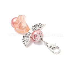 5Pcs Glass Pearl & Acrylic Angel Pendant Decorations&nbsp;HJEW-JM04514