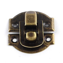 木箱ロックキャッチクラスプ  アンティークブロンズ  29x27x6mm  穴：2.5mm&nbsp;IFIN-R203-47AB