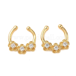 Brass Pave Clear Cubic Zirconia Circular/Horseshoe Barbell Nose Rings&nbsp;EJEW-D337-18D-G