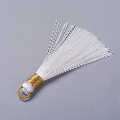 ポリエステルタッセルペンダント  ホワイト  80~83x7~8mm  穴：5~7mm&nbsp;FIND-I009-D13