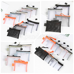 ナイロンメッシュペンバッグ5個（5色）  鉄のジッパー付き  長方形  ミックスカラー  80x110x9mm  1pc /カラー&nbsp;AJEW-SP0001-89B