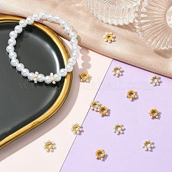 15個 3スタイルラックメッキフラワー真鍮ビーズ  absプラスチックパール  鉛フリー＆カドミウムフリー  長持ちメッキ  18KGP本金メッキ  11x3~4.5mm  穴：3~4.5mm  5個/スタイル&nbsp;KK-CJ0002-66