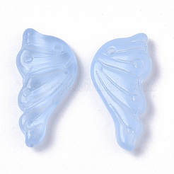 塗装ガラスペンダントスプレー  蝶の羽  ライトスカイブルー  24x12.5x4mm  穴：1.4mm&nbsp;GLAA-S190-010A-B03