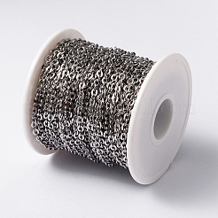 変色しにくい304ステンレススチールアズキチェーン  溶接されていない  スプールで  ステンレス鋼色  4x3x0.8mm  約32.8フィート（10m）/ロール&nbsp;CHS-H007-44P