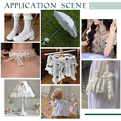Polyester Lace Pleated Ribbons&nbsp;SRIB-WH0011-468B