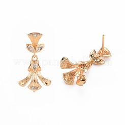 Brass Micro Pave Clear Cubic Zirconia Stud Earring Findings&nbsp;KK-S364-140