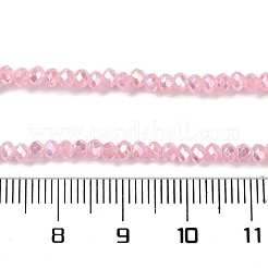 電気メッキガラスビーズ連売りを焼く  ABカラー  多面カット  ロンデル  フラミンゴ  3x2mm  穴：0.7mm  約135~140個/連  32~34cm&nbsp;X-DGLA-A039-J2MM-B15